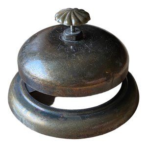 Vintage Large Metal Hotel or Store Service Desk Counter Dinger Fort 120 Bell